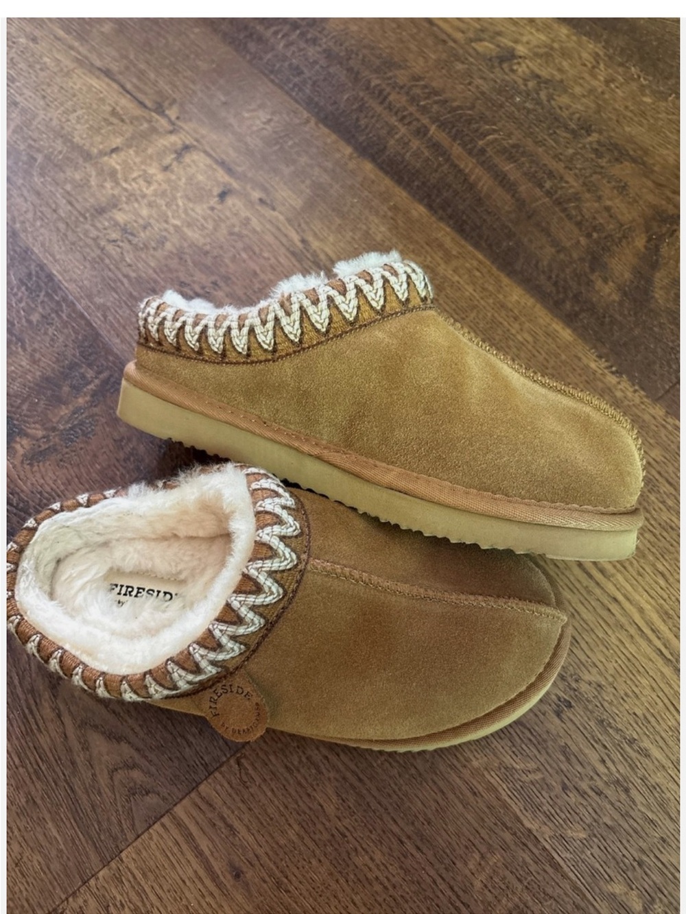 Women’s Dearfoams Fireside Slides Genuine Shearling Lining slippers Shoes size 6
